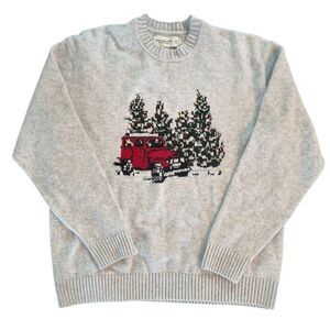 Men's Holiday Graphic Crew Sweater  Heather Gray Size XL TALL Abercrombie & Fitc